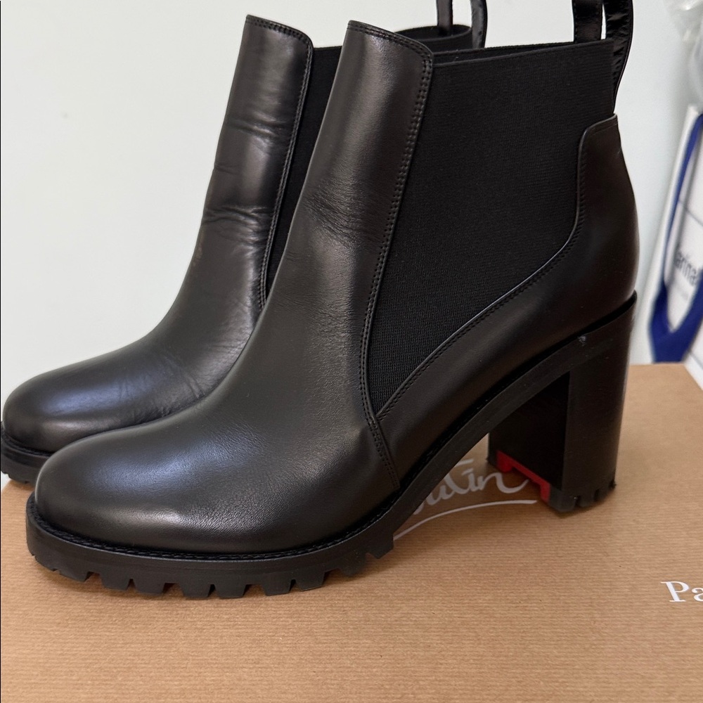 Christian Louboutin Black Leather Ankle Boots